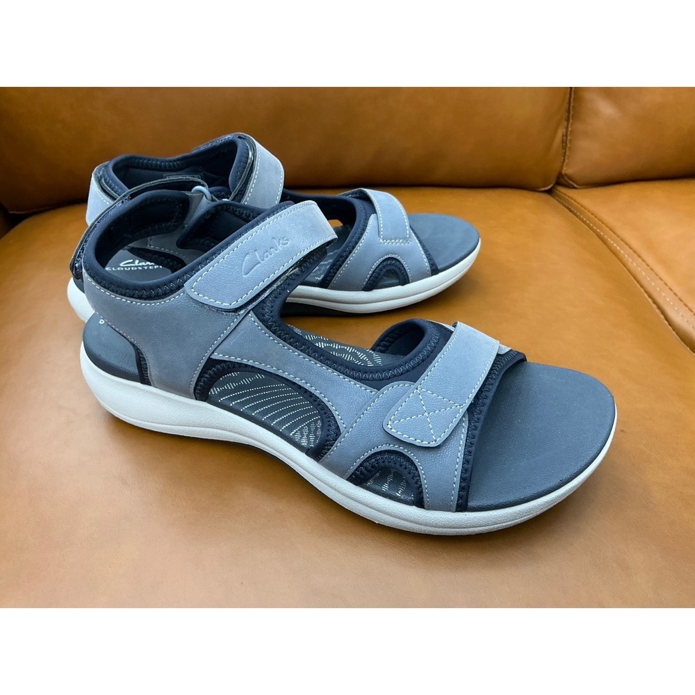 Clarks‎ Mira Bay Sandals Womens 8W Denim Blue Cloudsteppers Strappy